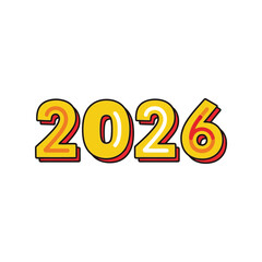 Golden 2026 numbers new year celebration festive typography isolated on white background