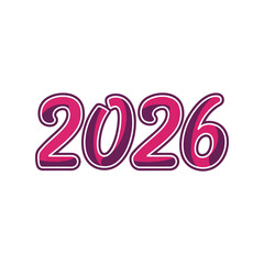 2026 year number typography pink gradient text celebration graphic isolated on white background