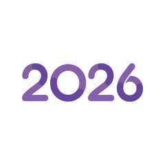 Purple 2026 numbers graphic new year celebration future planning modern typography isolated on white background