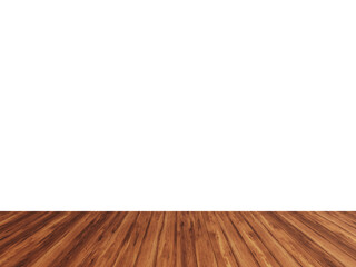 Isolated Wall with Medium Brown Wooden Flooring – Transparent PNG Background for Room Mockups and Product Showcases
