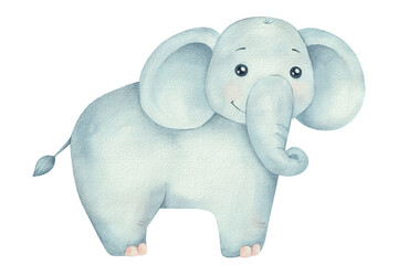 Watercolor Cute cartoon elephant illustration