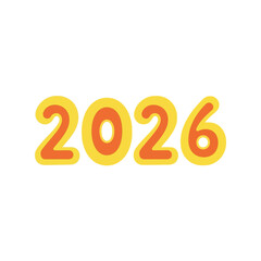 Bright 2026 numbers illustration festive new year digits celebration graphic isolated on white background