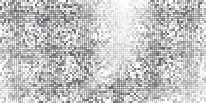 Silver shining background template. Disco mirror ball texture with sparkling lights