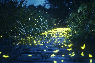 Bright tropical blue Christmas tree abstract light underwater night scene