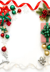 [Generative AI] 크리스마스 선물박스와 오너먼트 프레임 배경