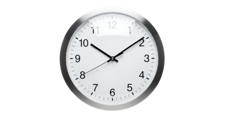Classic Analog Wall Clock Showing Time. Isolated on transparent background, png