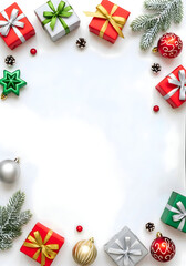 [Generative AI] 크리스마스 선물박스와 오너먼트 프레임 배경