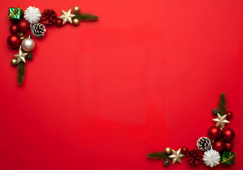 [Generative AI] 레드 크리스마스 장식 프레임 배경