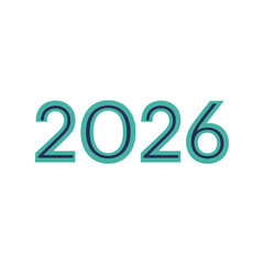 2026 year number typography graphic future date numeral new year countdown isolated on white background