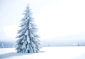 [Generative AI] 눈으로 뒤덮인 소나무와 광활한 설원