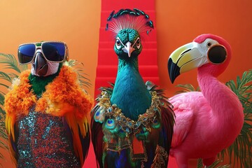 Colorful peacock bird animal wildlife with blue feathers in the zoo and market