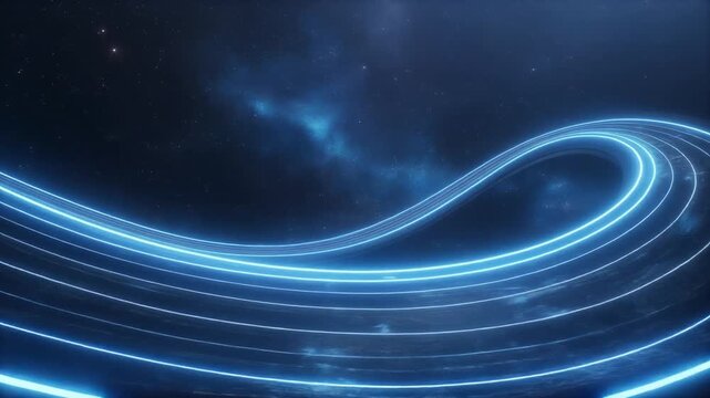 Majestic Neon Cosmic Highway with Slow Orbital Camera Movement and Celestial Lighting