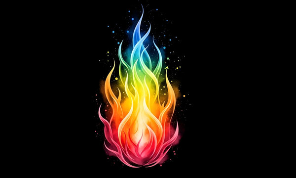 Flame fire rainbow colorful vibrant energy abstract