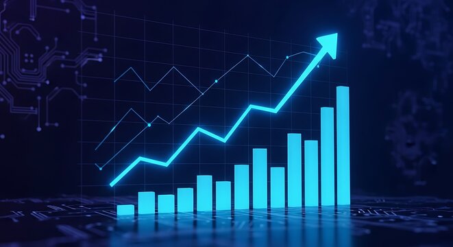 Upward trend data chart and graph illustrating business success