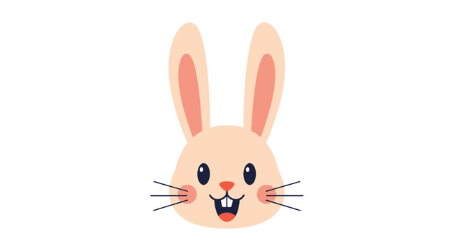 Cute cartoon bunny rabbit face with big ears and a happy smile.