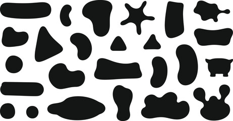 Abstract black shapes collection on white background vector illustration