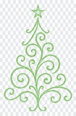 Sparkling Green Swirl Christmas Tree with Star