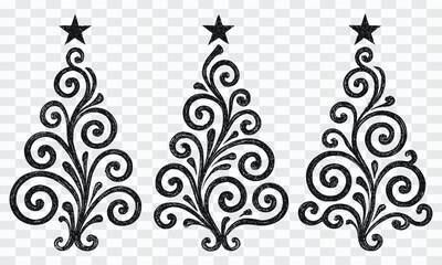 Elegant Swirl Christmas Trees with Stars for Holiday Decor