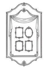 Collection of Ornate Vintage Frames with Decorative Border and Drapery Ornate Vintage Frames Collection – Elegant Decorative Borders & Flourishes Vintage Decorative Frame Bundle