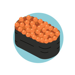 Salmon roe gunkan sushi. Ikura Gunkan japanese food illustration