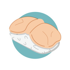 Scallop Sushi or Hotate Nigiri Japanese Food Illustration