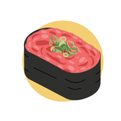 Chopped tuna sushi or Negitoro Gunkan Japanese Food Illustration