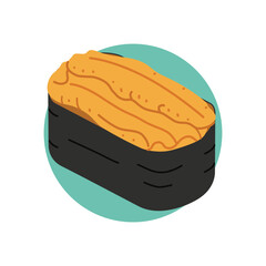 Sea ​​Urchin Sushi or Uni Gunkan Japanese Food Illustration