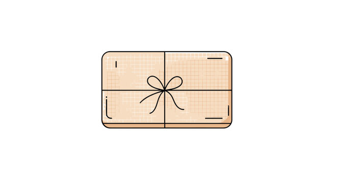 A simple illustration of a rectangular gift package tied with a string bow.