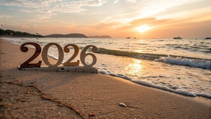 2026 Numbers on Beach at Sunset - 7
