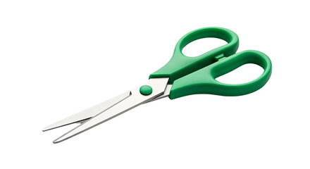 Green handled scissors for crafting and office use  isolated on transparent background, png 