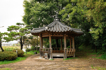 Traditional gazebo in the park of Busan South Korea