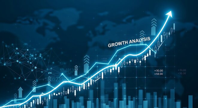 Global business growth analysis showing financial market trends