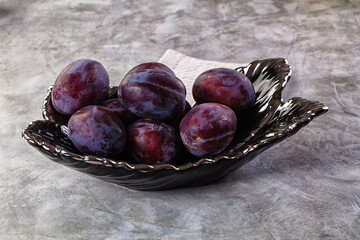 Ripe sweet fresh juicy plums