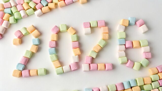 Marshmallow Candy Forming 2026 on White Background - 4