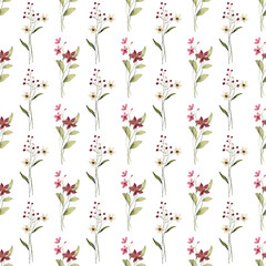 Seamless pattern, flower background with watercolor bouquets. Repeat fabric wallpaper print texture. Perfectly for backdrop, wrapped paper.
