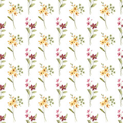 Seamless pattern, flower background with watercolor bouquets. Repeat fabric wallpaper print texture. Perfectly for backdrop, wrapped paper.
