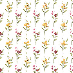Seamless pattern, flower background with watercolor bouquets. Repeat fabric wallpaper print texture. Perfectly for backdrop, wrapped paper.