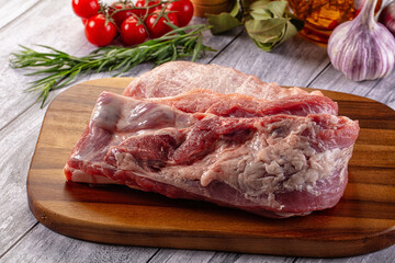 Raw spare pork ribs meat