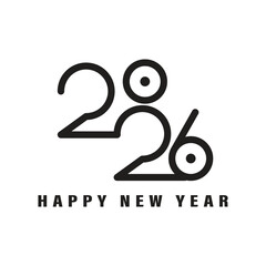 happy new year 2026 design concept simple in black color