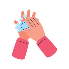 Illustration of Two Hands Washing With Soap Bubbles and Bar Of Soap Showing Hygiene And Cleanliness Concepts Clean Healthy Skin Care Routine