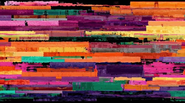 Vibrant abstract background with a multicolored, textured pattern of horizontal stripes in various shades, suitable for design projects, against a white lower section.