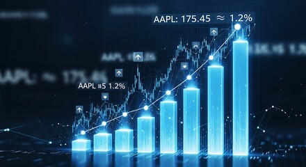 Digital stock market financial growth chart with data analysis.