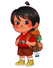 A little boy on a camping trip