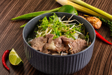 Vietnamese pho bo soup with beef