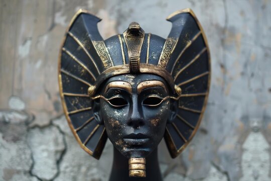 Close up of a tutankhamun mask showcasing the artistry and symbolism of ancient egyptian royalty