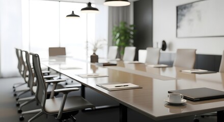 Conference room interior design meeting space business office corporate workspace modern furniture decor on transparent background