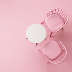 Pink chairs and table