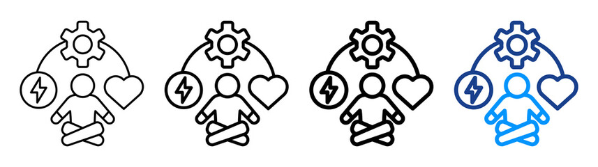 Stress Management Icon Different Style Outline Collection Set