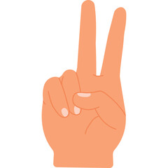 Hand Showing Peace Sign With Two Fingers Up In Peach Skin Tone Color Isolated On White Transparent Background