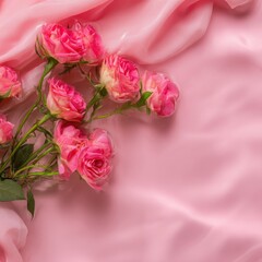 Roses on pink cloth